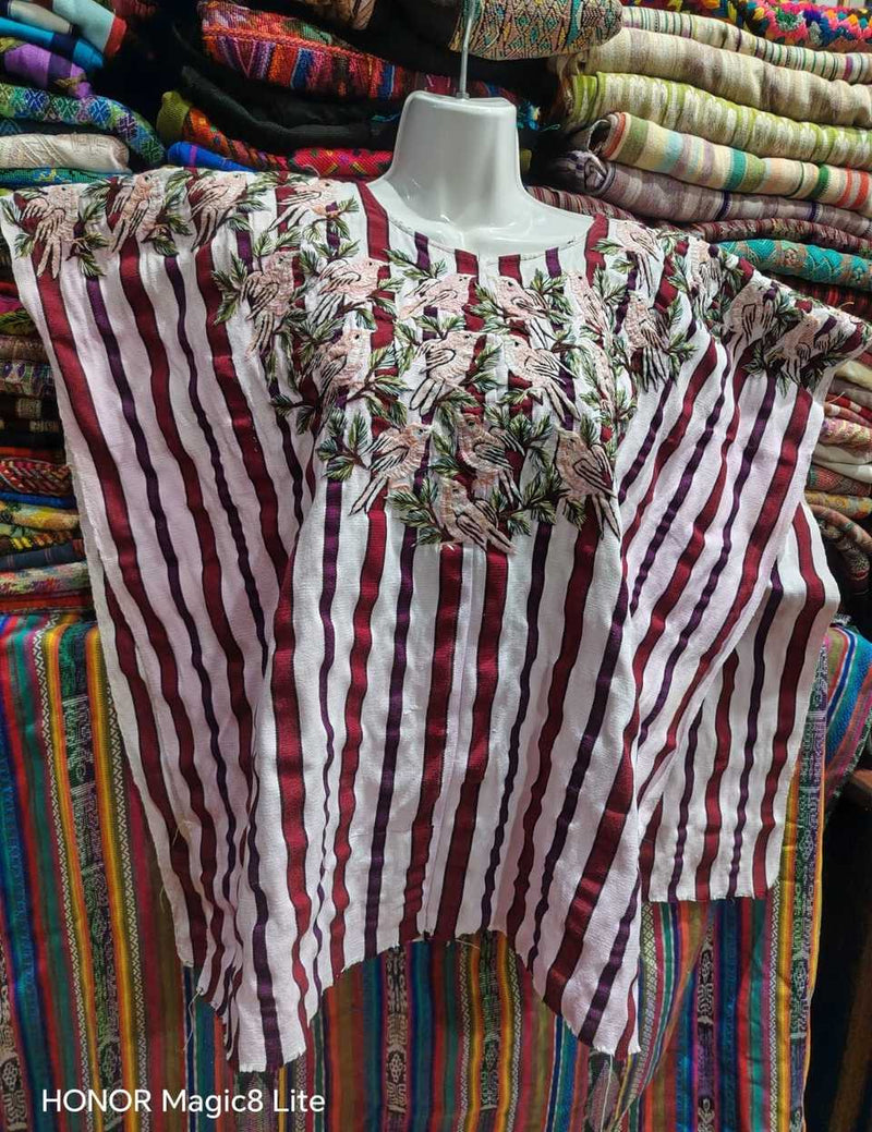 Red and White Striped Santiago Huipil #6-465
