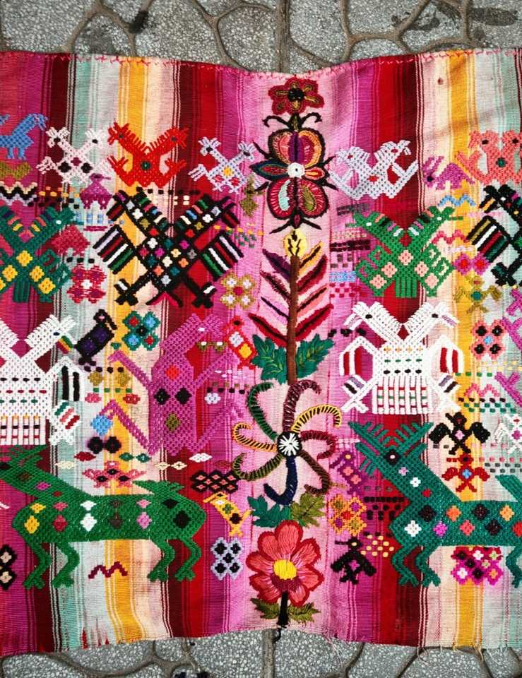 (Reserved for Sarah) Floral and Deer Chichicastenango Tzute #7-1