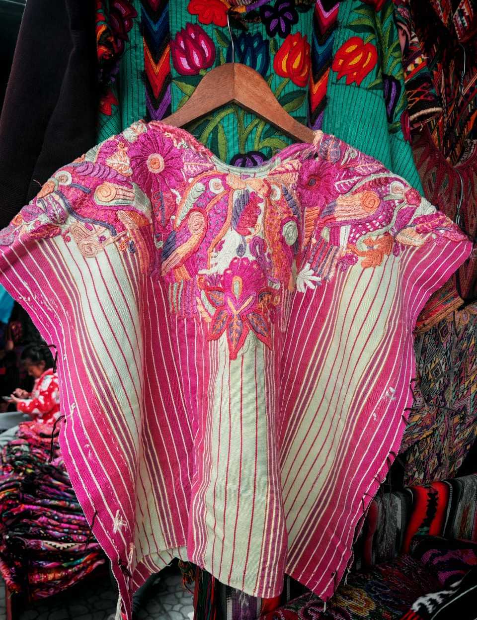 Pink Parrots Chichicastenango Huipil #7-11