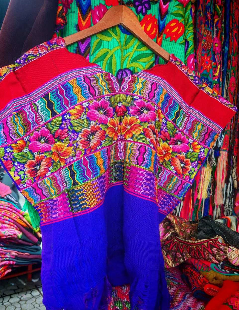 Blue and Red Floral Comalapa Huipil #7-13