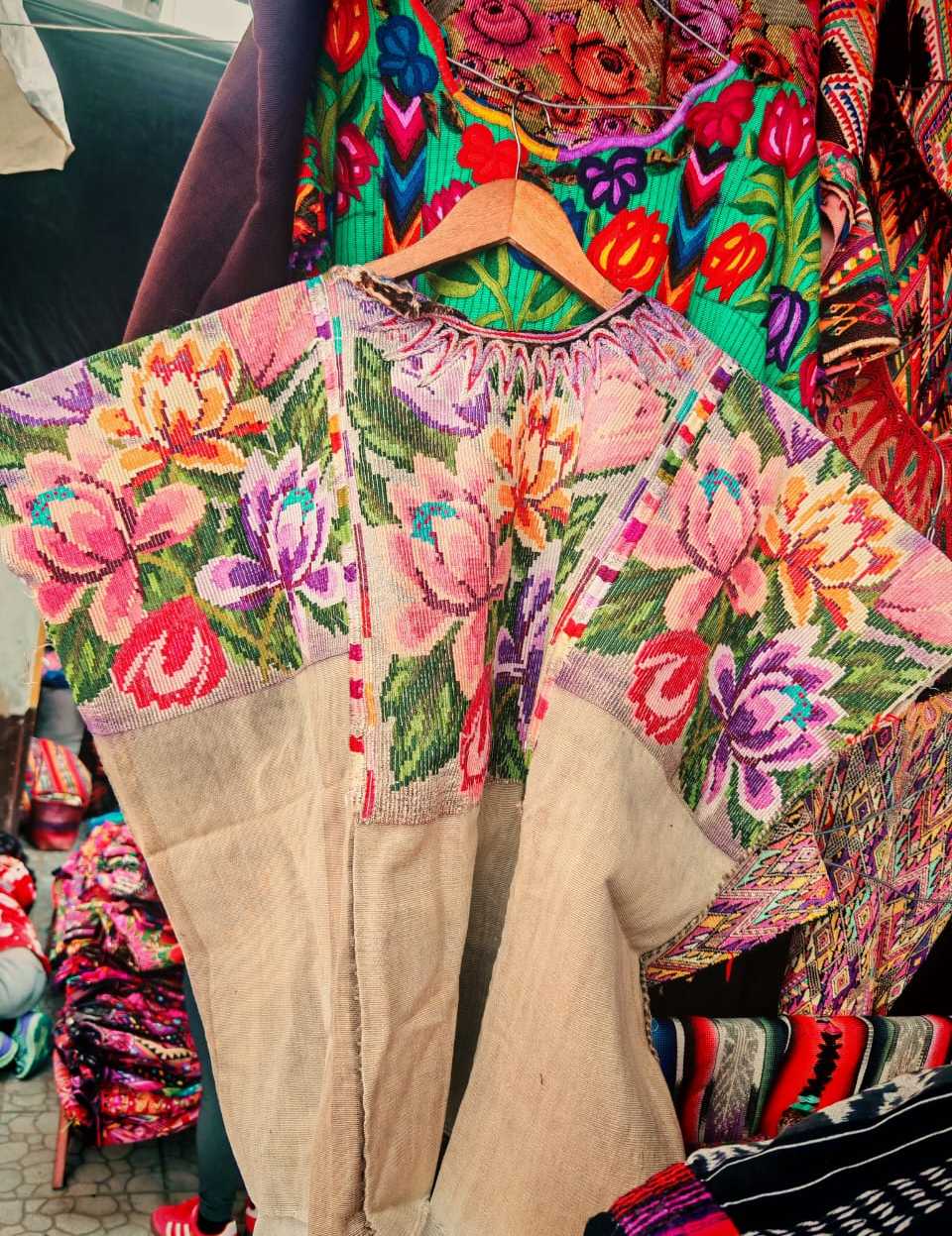 Floral on Beige Santiago Huipil #7-14