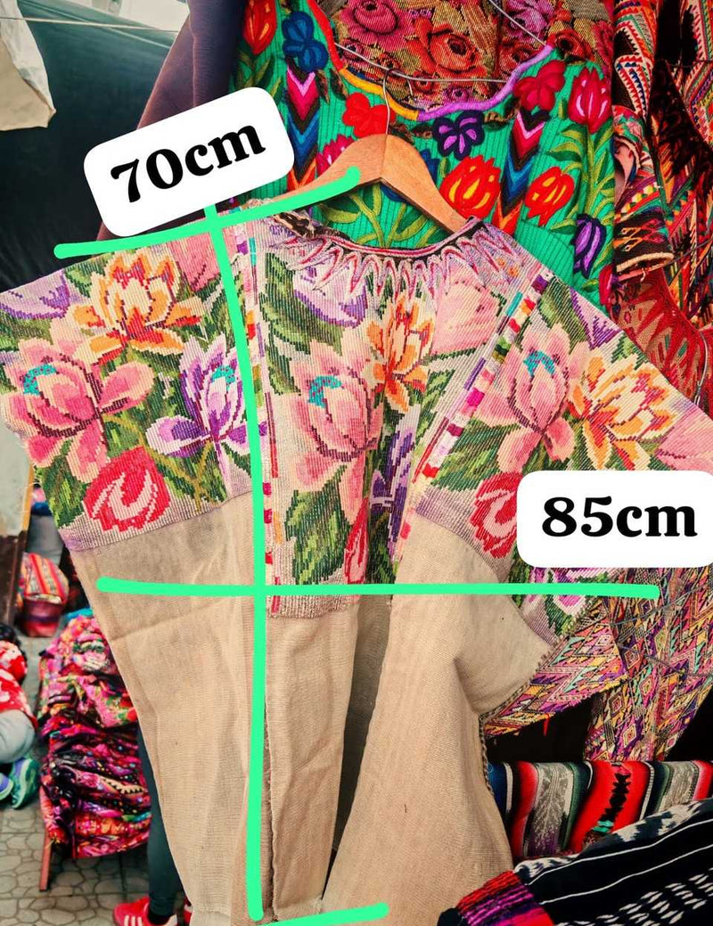 Floral on Beige Santiago Huipil #7-14