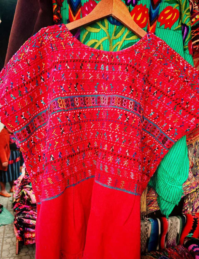 Bright Red San Lucas Huipil #7-22