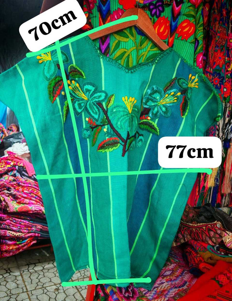 Green and Teal Santiago Huipil #7-37