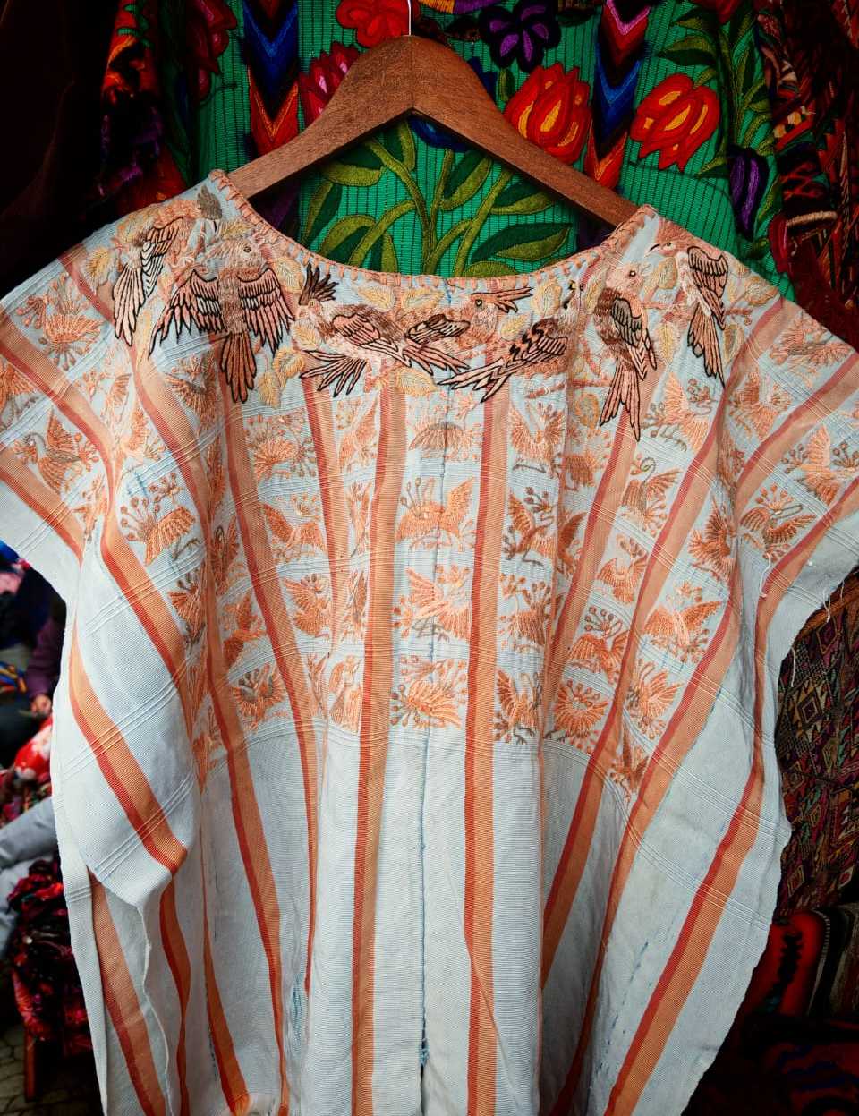 Beige and White Santiago Huipil #7-38