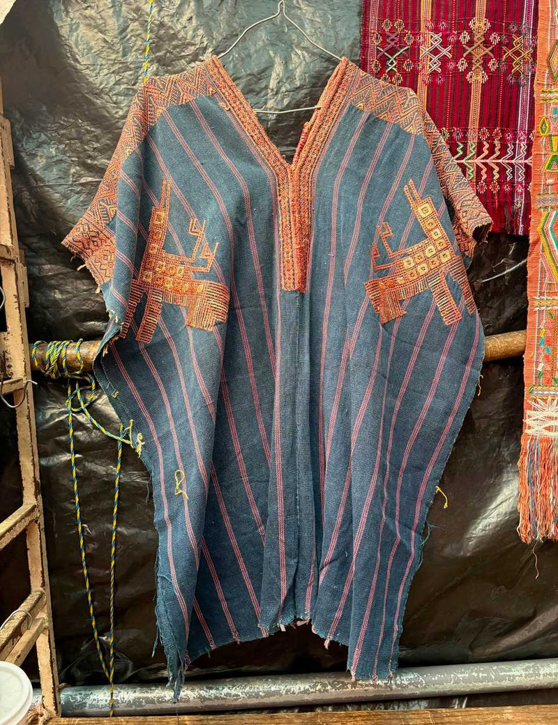 Indigo with quetzals Nahuala Huipil #7-43