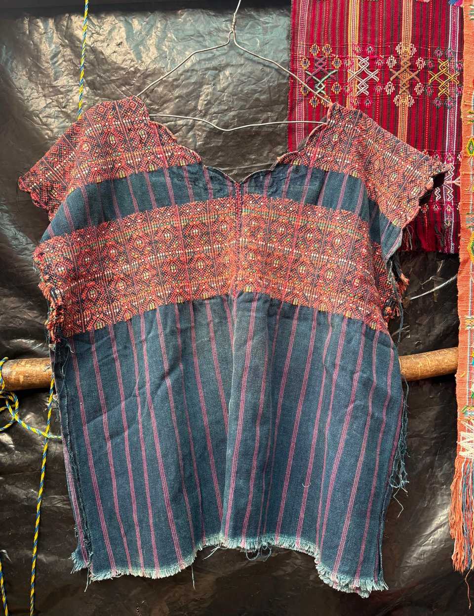 Indigo with Scalloped Neck Nahuala Huipil #7-48