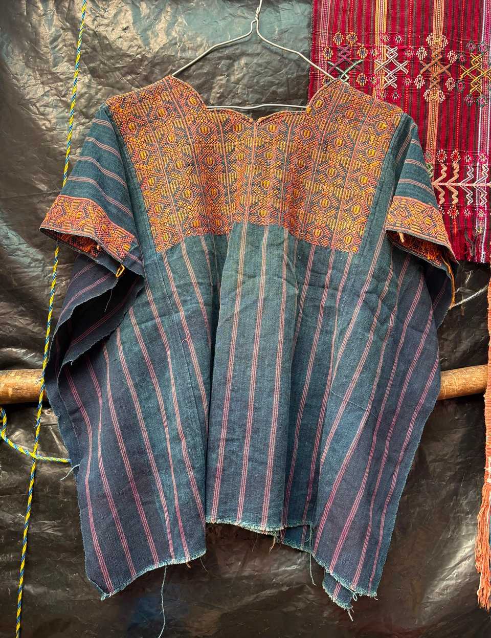 Indigo with Sweetheart Neck Nahuala Huipil #7-49