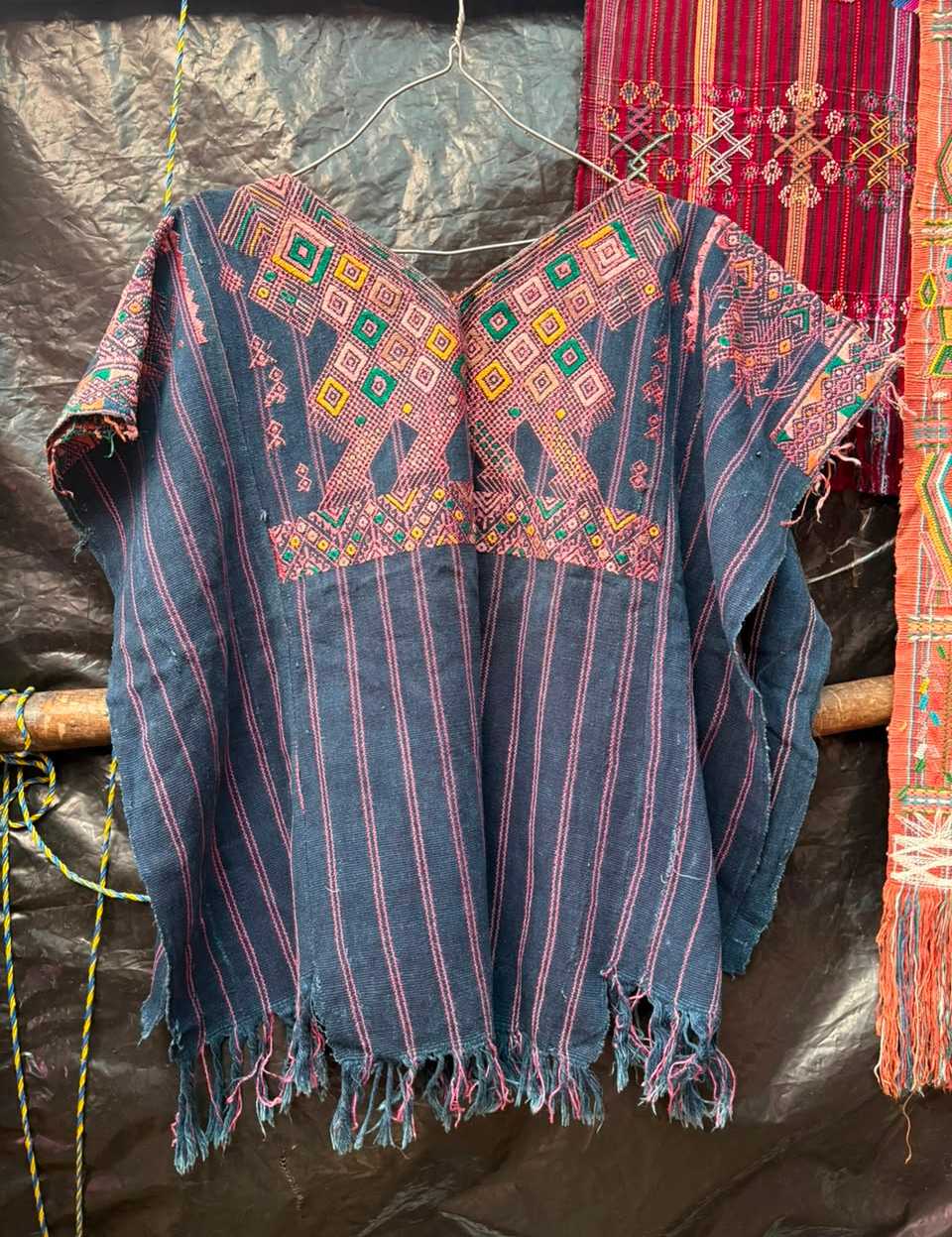 Indigo with Horses Nahuala Huipil #7-52