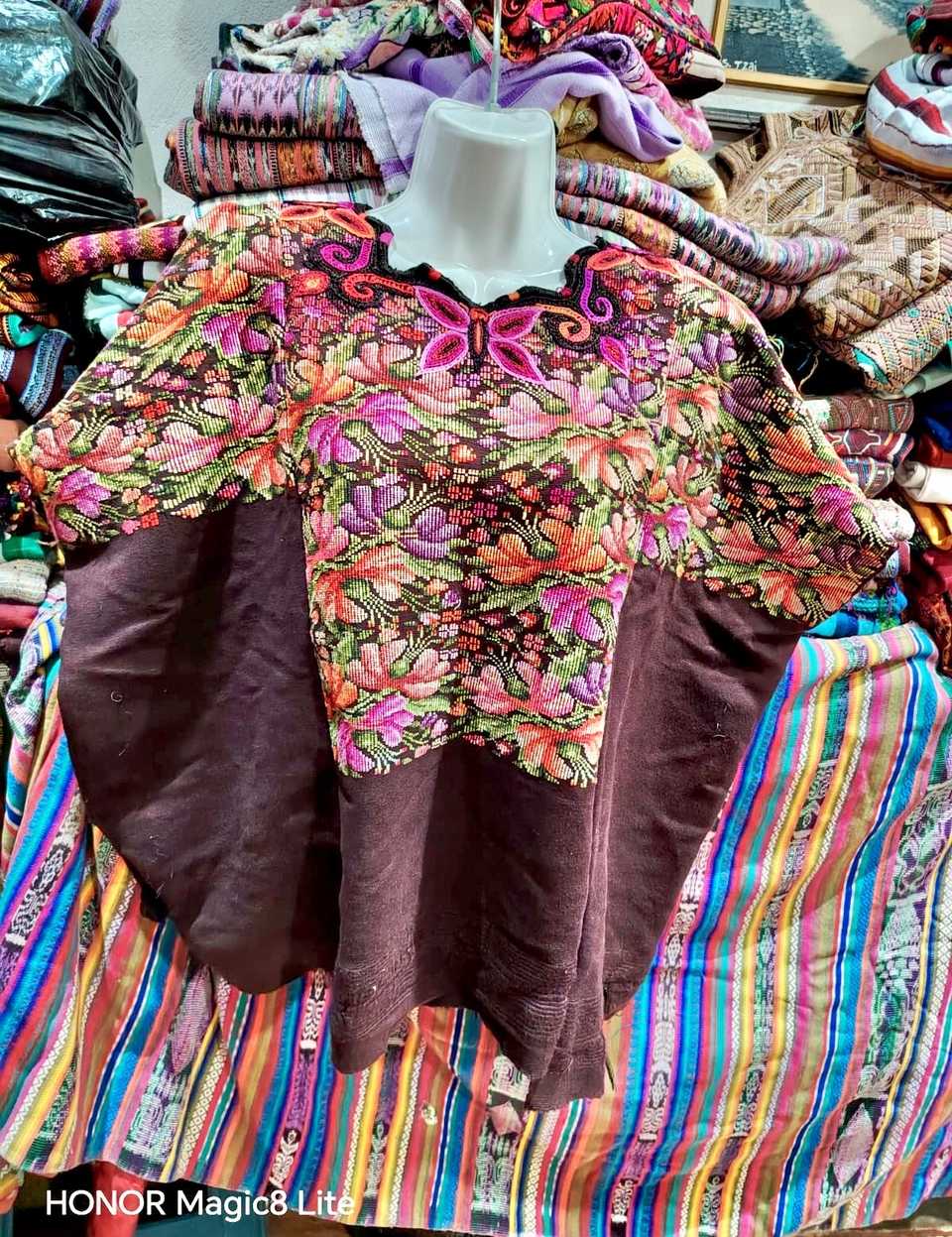Floral on Brown Chichicastenango Huipil #7-98