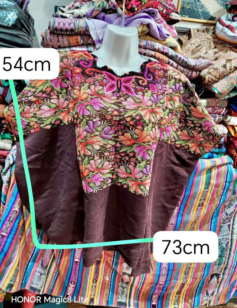 Floral on Brown Chichicastenango Huipil #7-98