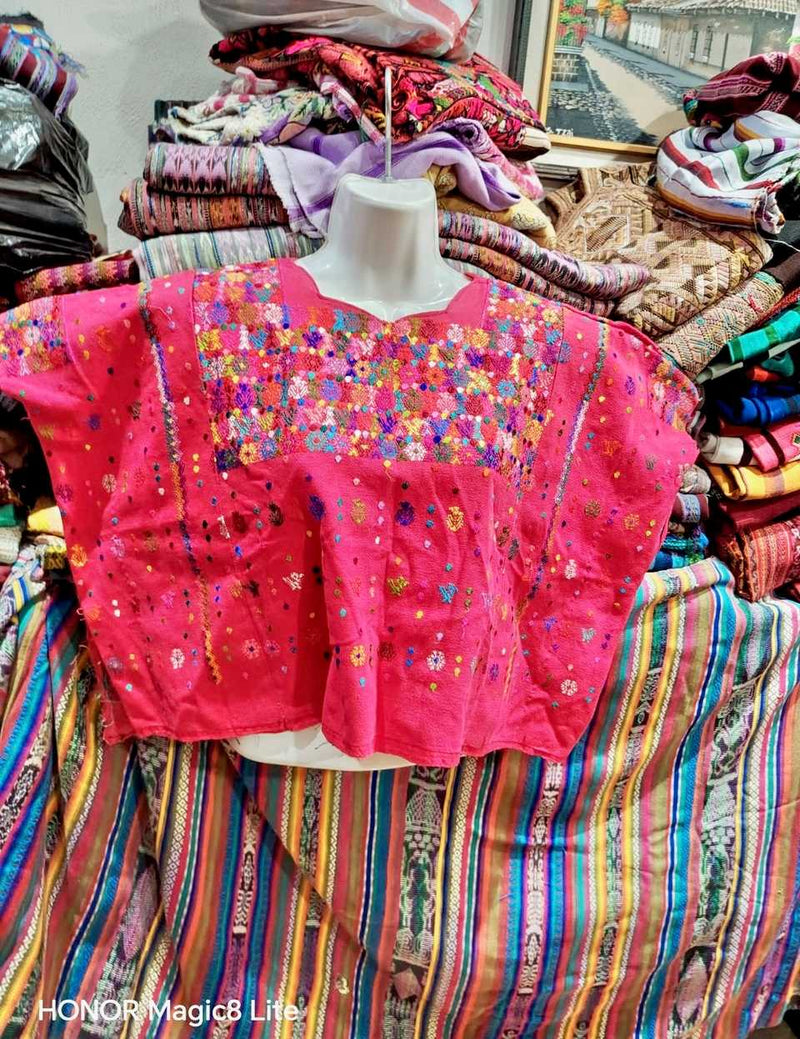 Bright Red Coban Huipil #7-101
