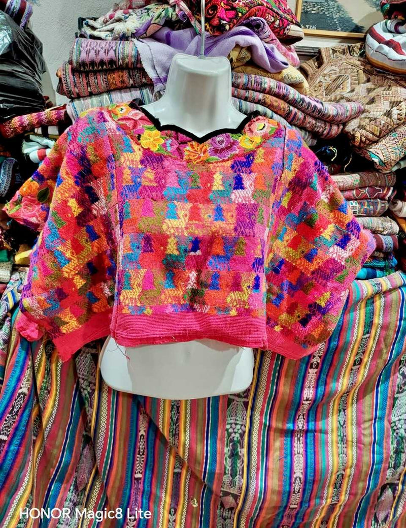 Red with Floral Neckline Coban Huipil #7-108