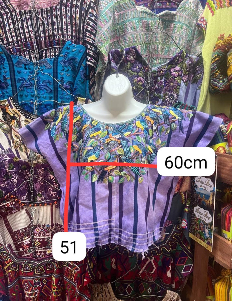 Blue Birds on Lilac Santiago Huipil #7-127
