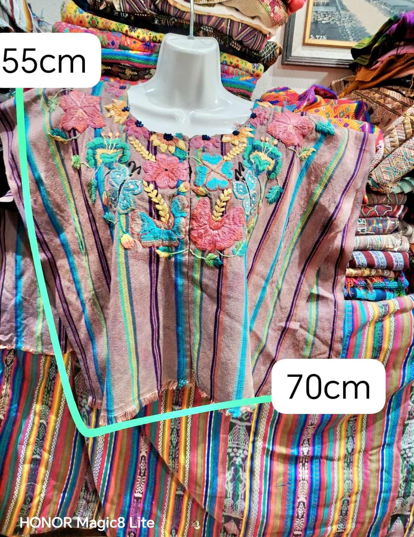 Floral on Brown Stripes Santiago Huipil #7-154