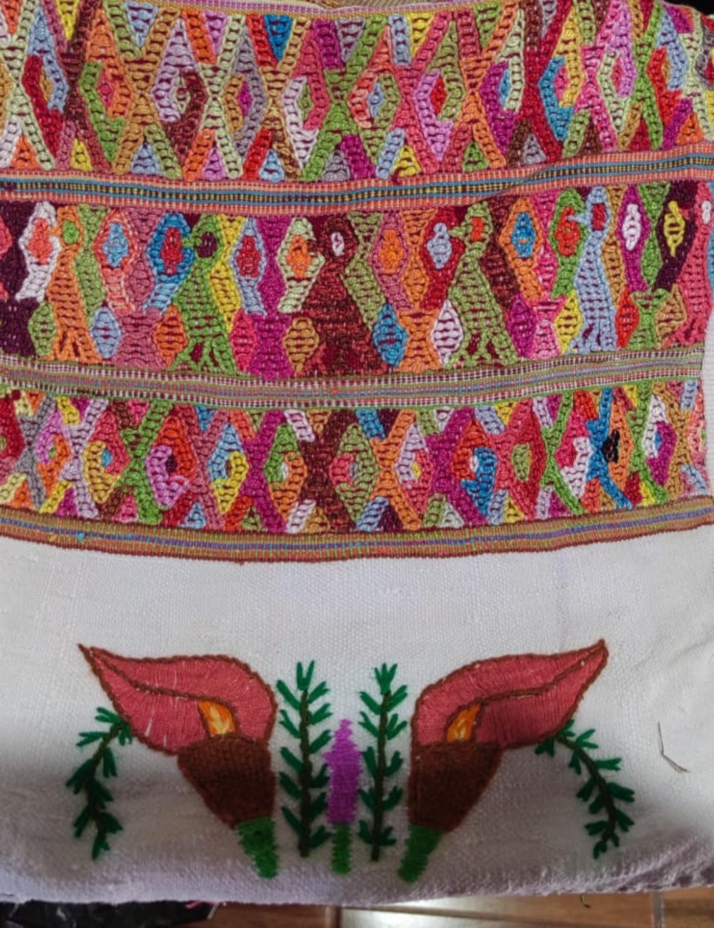 Red and White San Juan Cotzal Huipil #7-165