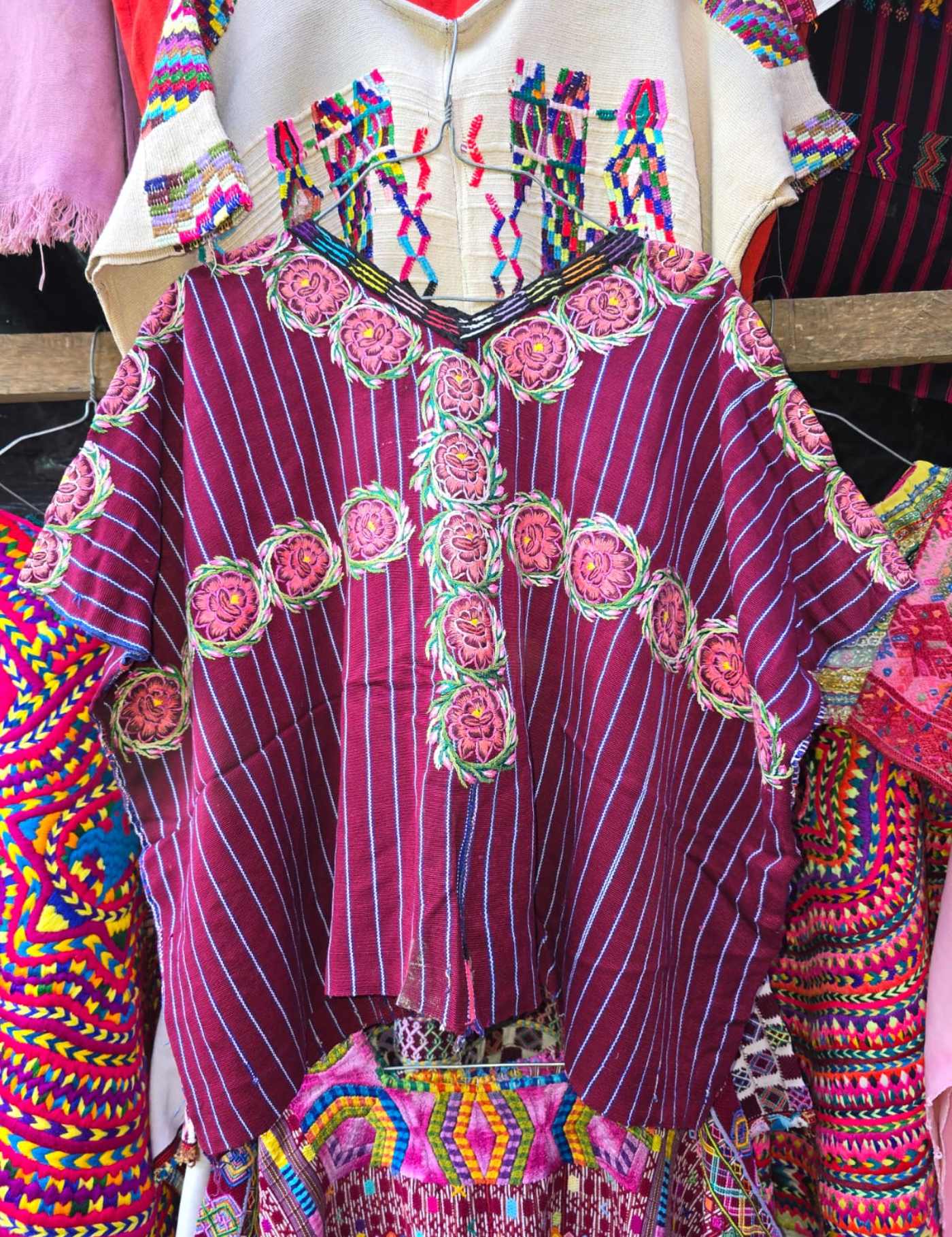 Pink And Burgundy Patzun Huipil #7-169