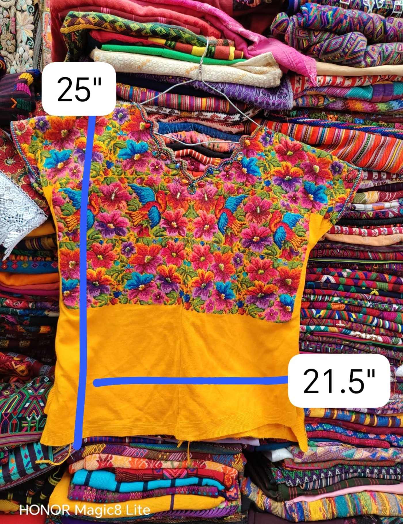 Pink Floral On Yellow Santiago Huipil #7-190