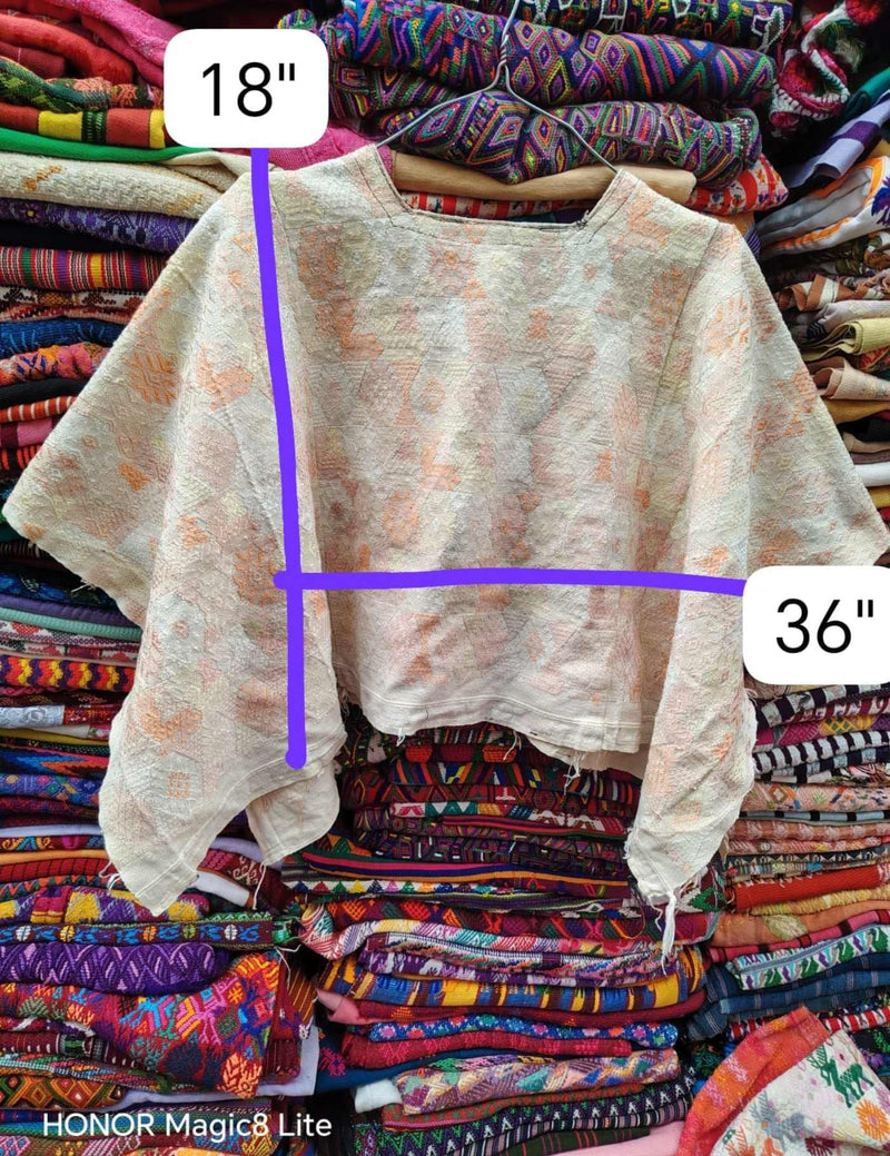 Peach And Ivory Coban Huipil #7-199