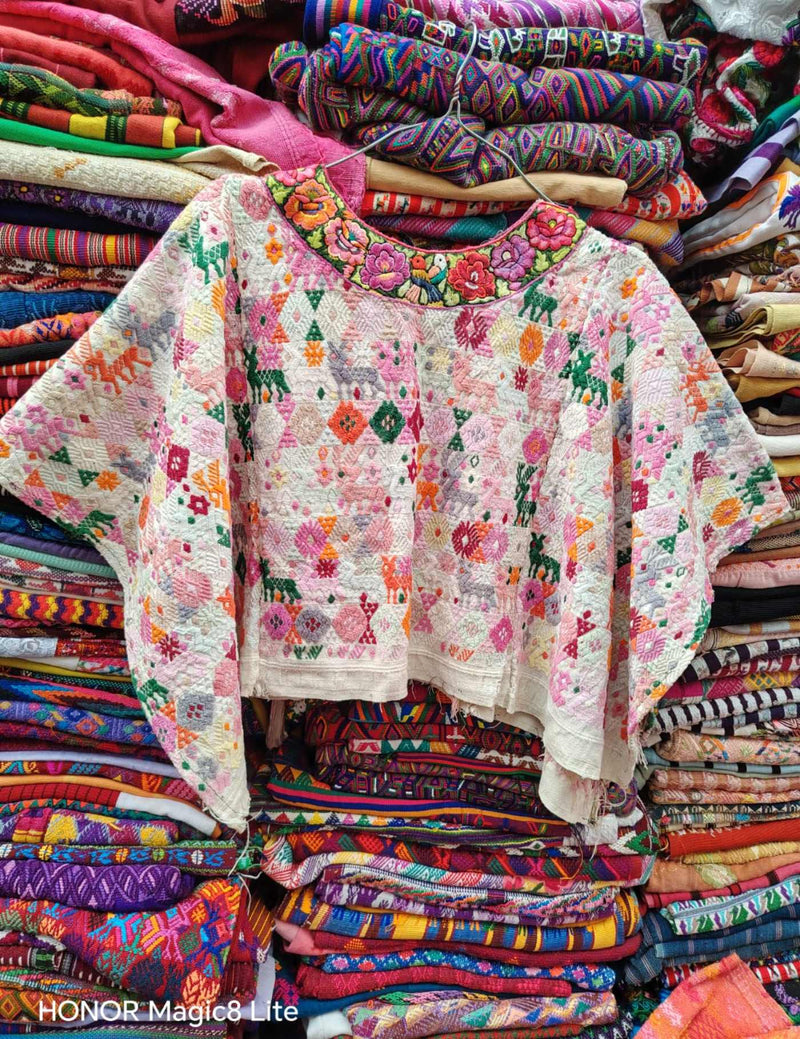 Pink And White Coban Huipil #7-200