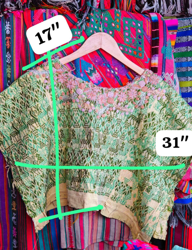 Green And Pink Coban Huipil #7-208