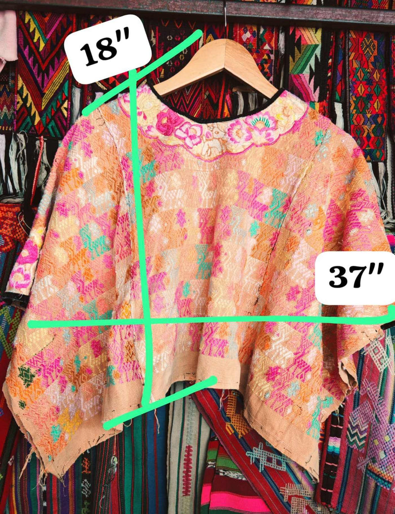 Coral And Pink Coban Huipil #7-213