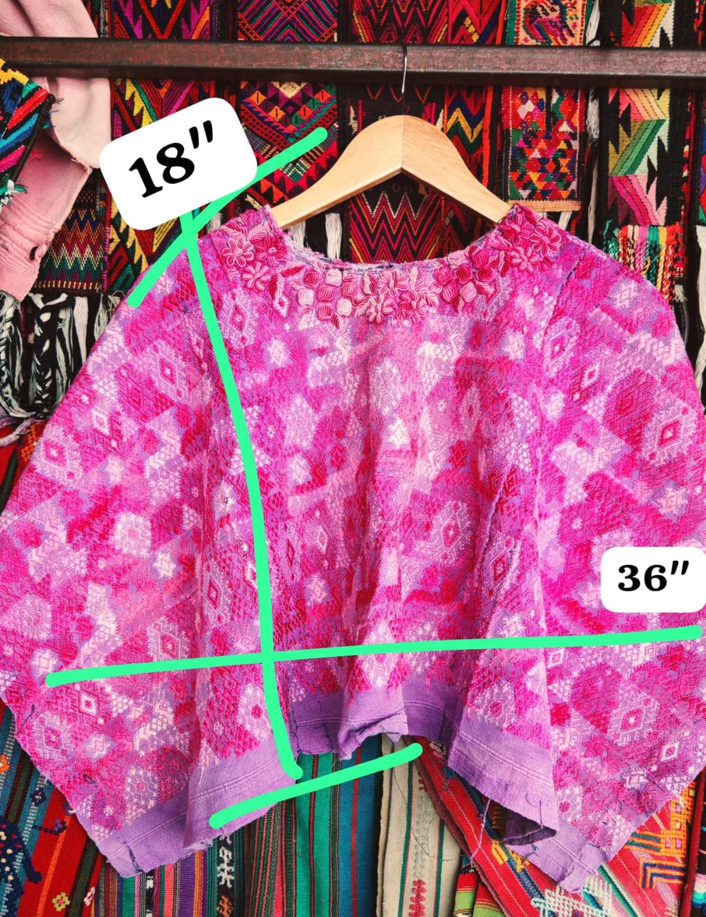 Pink And Lilac Rococo Coban Huipil #7-214