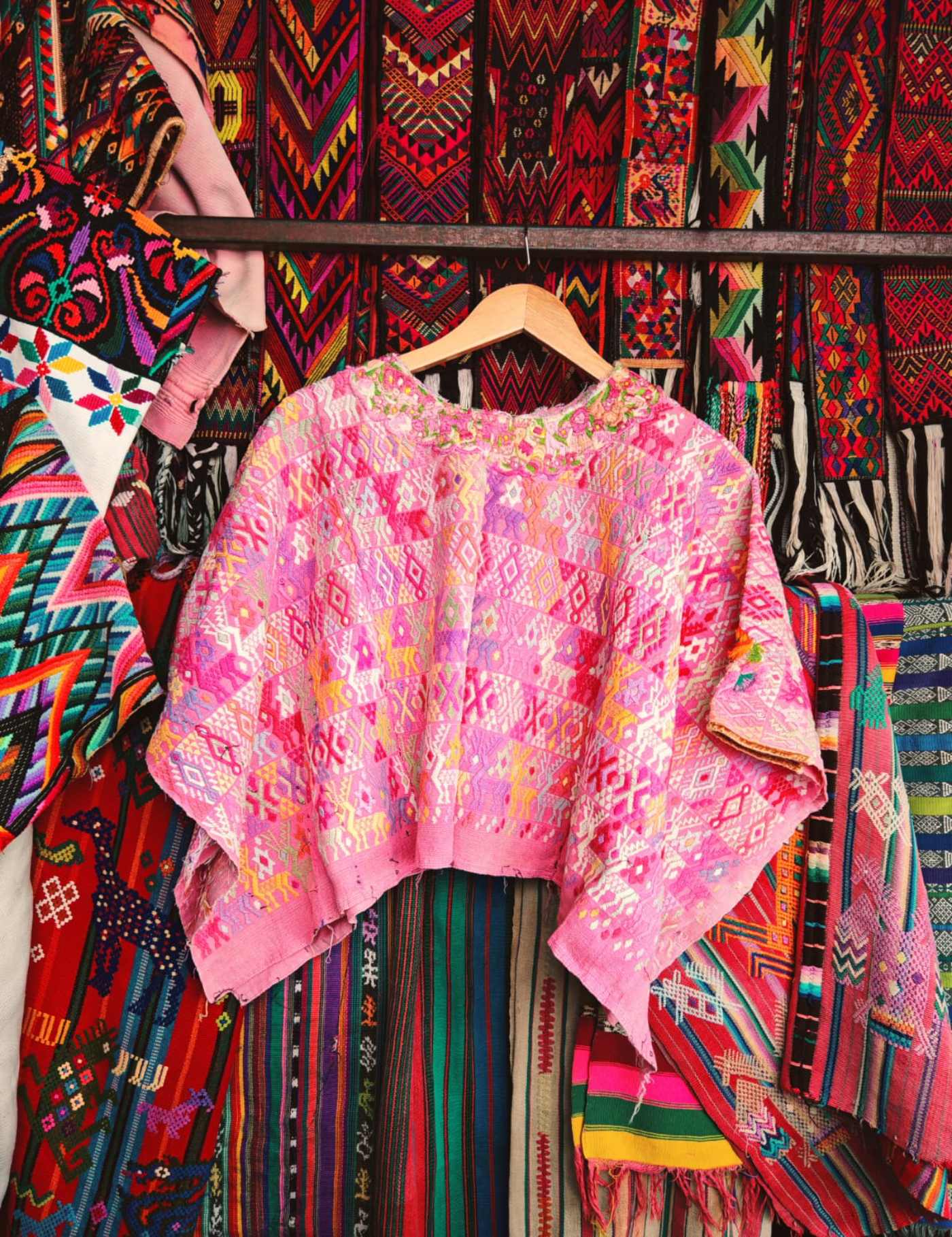 Pink And Lilac Floral Coban Huipil #7-216