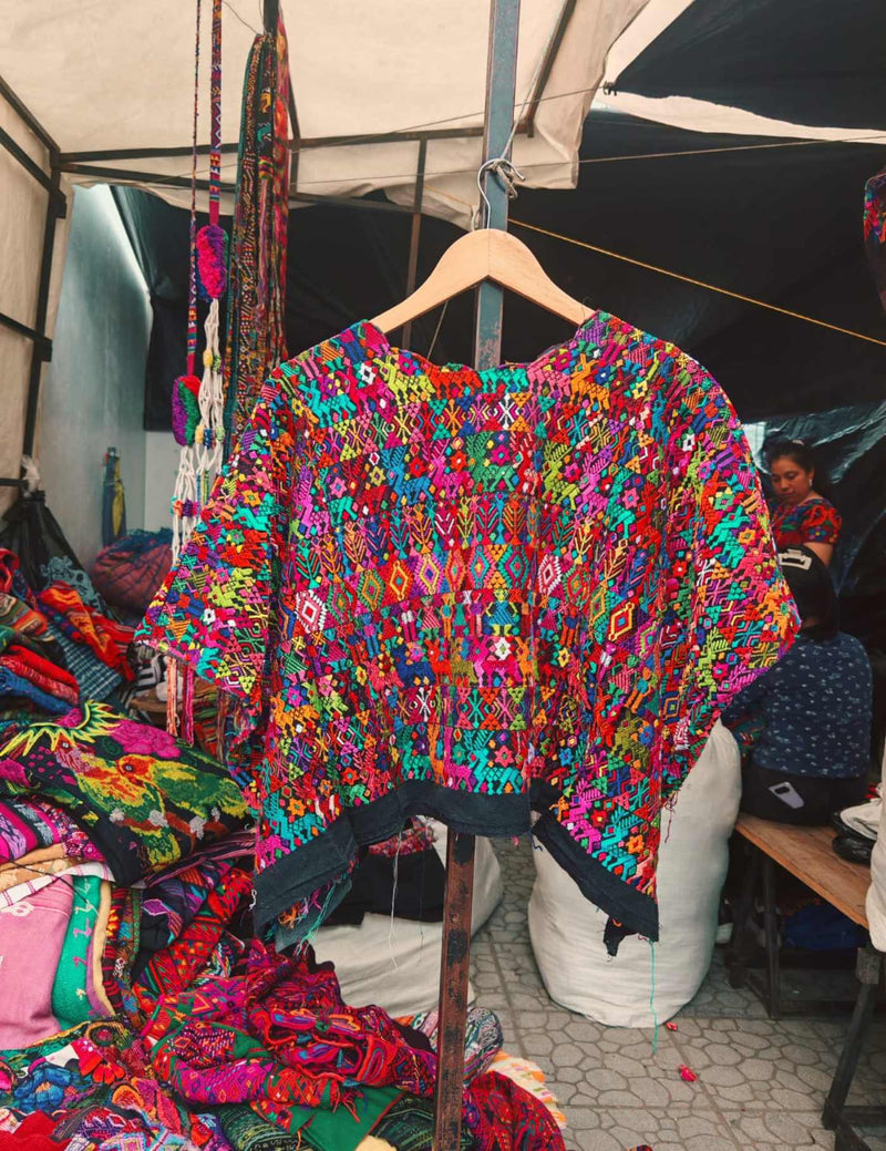 Colourful On Black Coban Huipil #7-217
