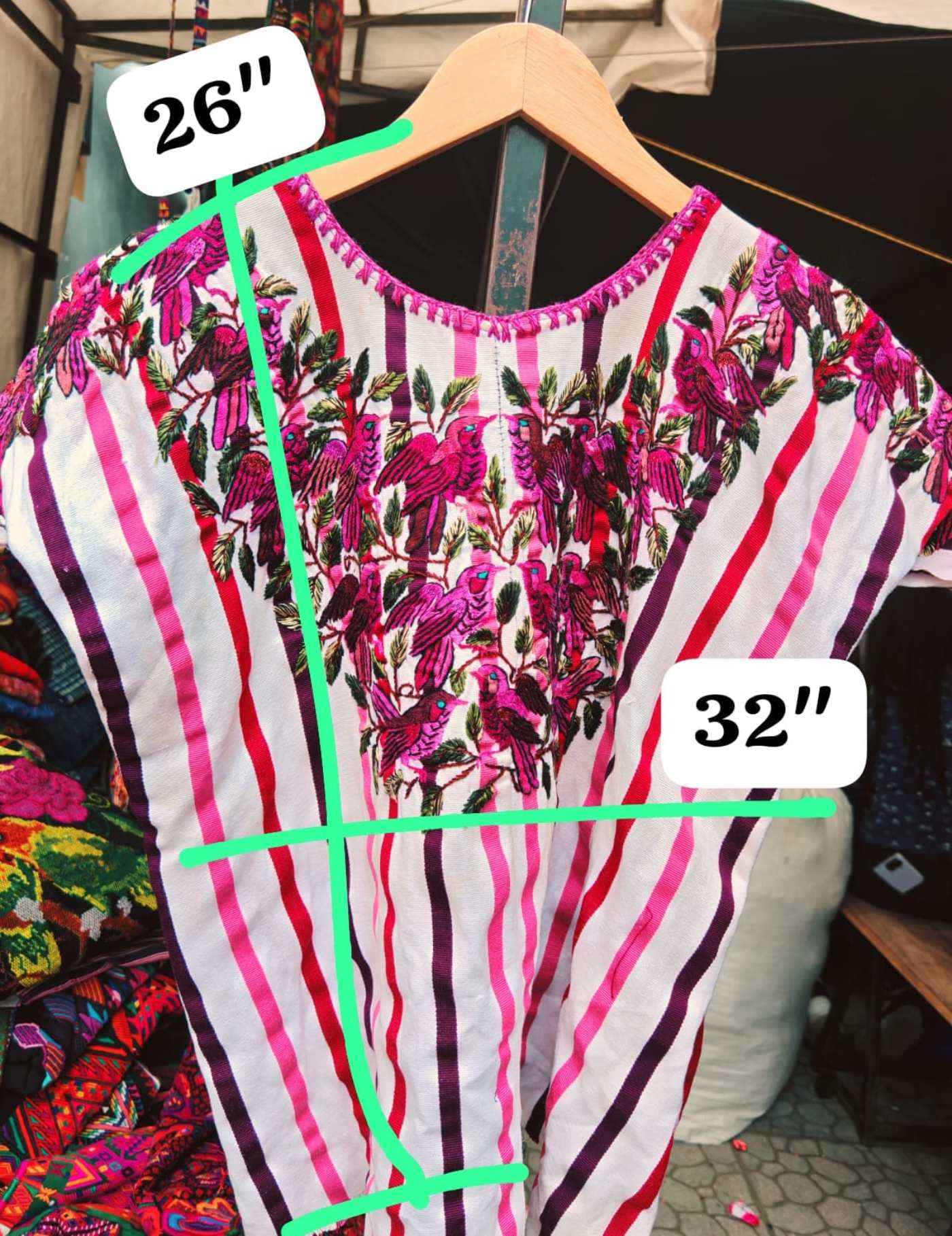 Pink And White Santiago Huipil #7-218