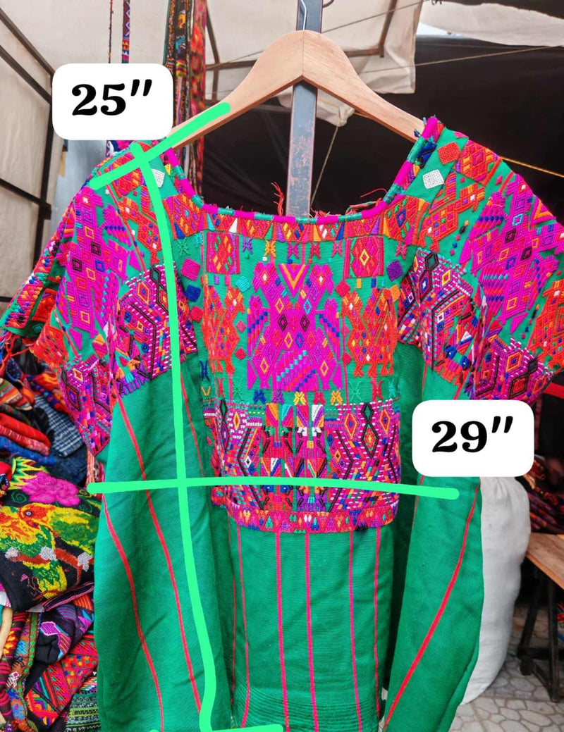 Pink And Green Chichicastenango Huipil #7-219
