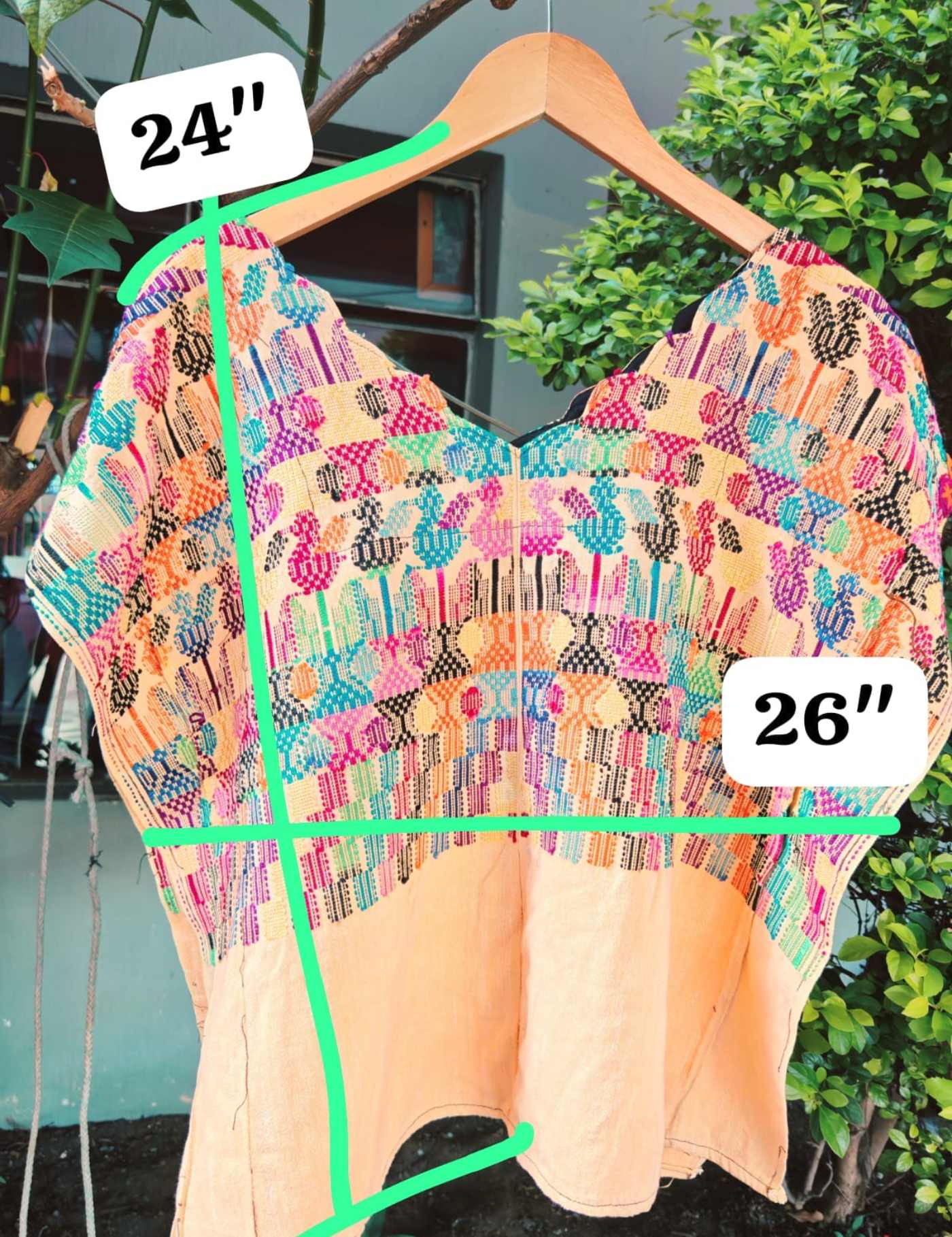 Colourful On Coral Comalapa Huipil #7-220