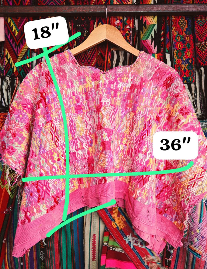 (reserved For April) Pretty Pink Coban Huipil #7-222