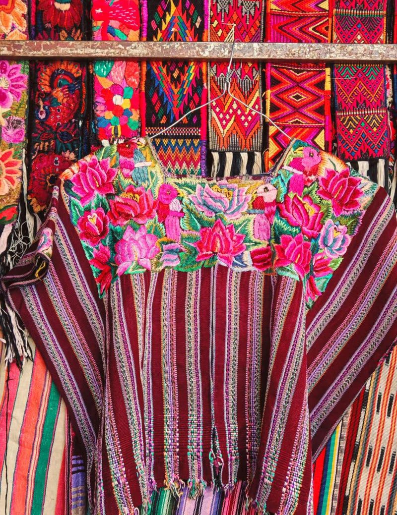 Pink And Burgundy Patzun Huipil #7-226