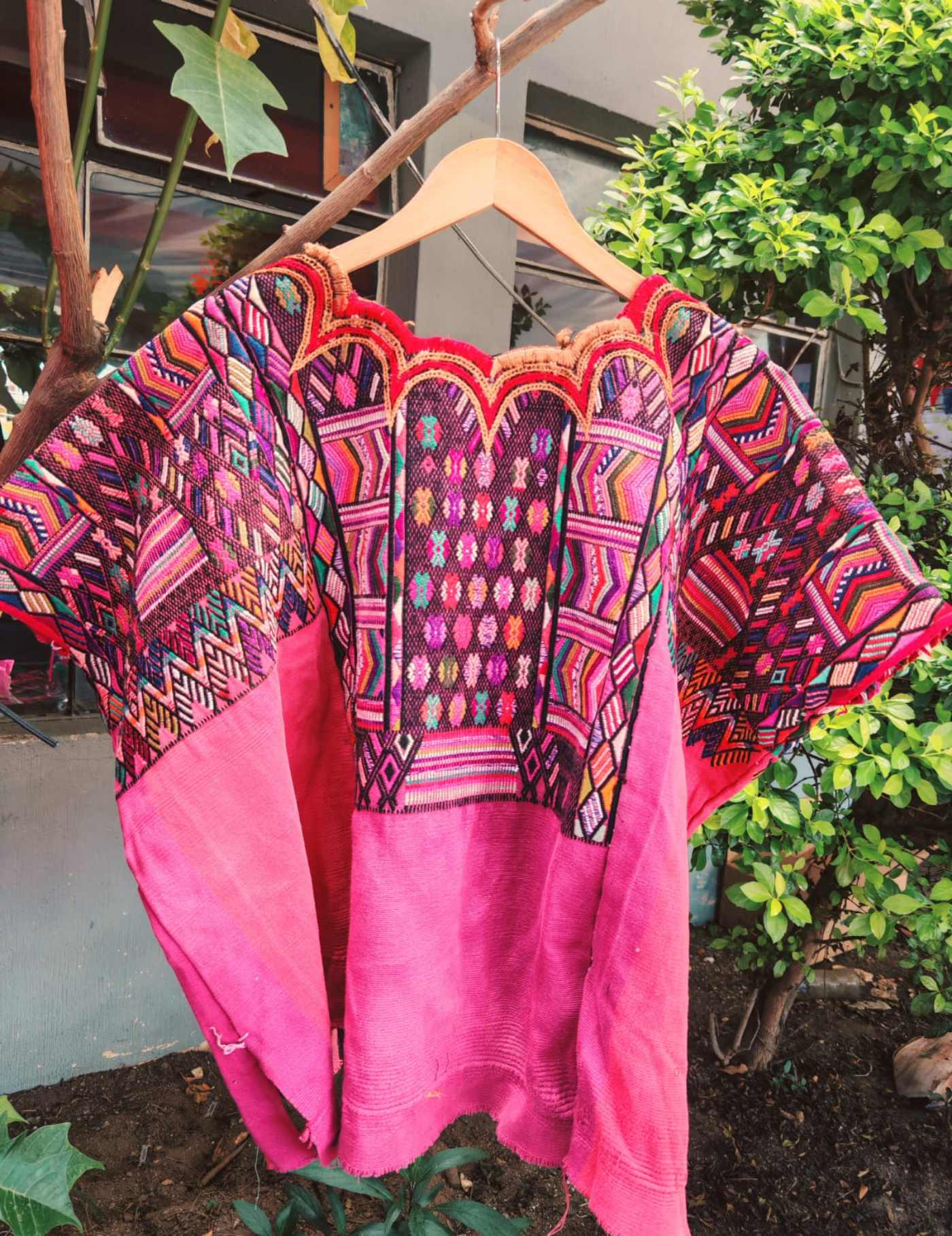 Hot Pink Geometric Chichicastenango Huipil #7-227