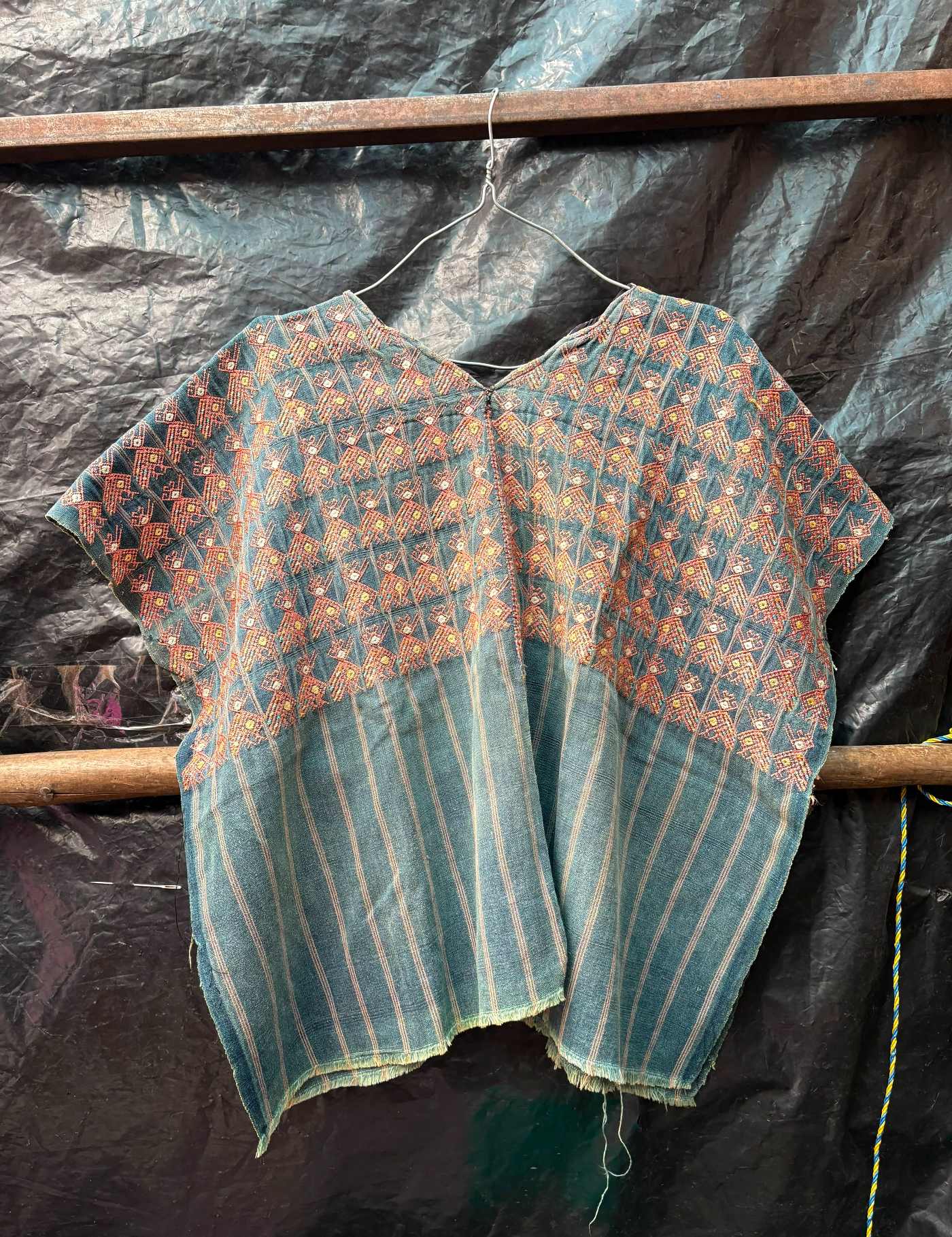 Indigo With Chickens Nahuala Huipil #7-250