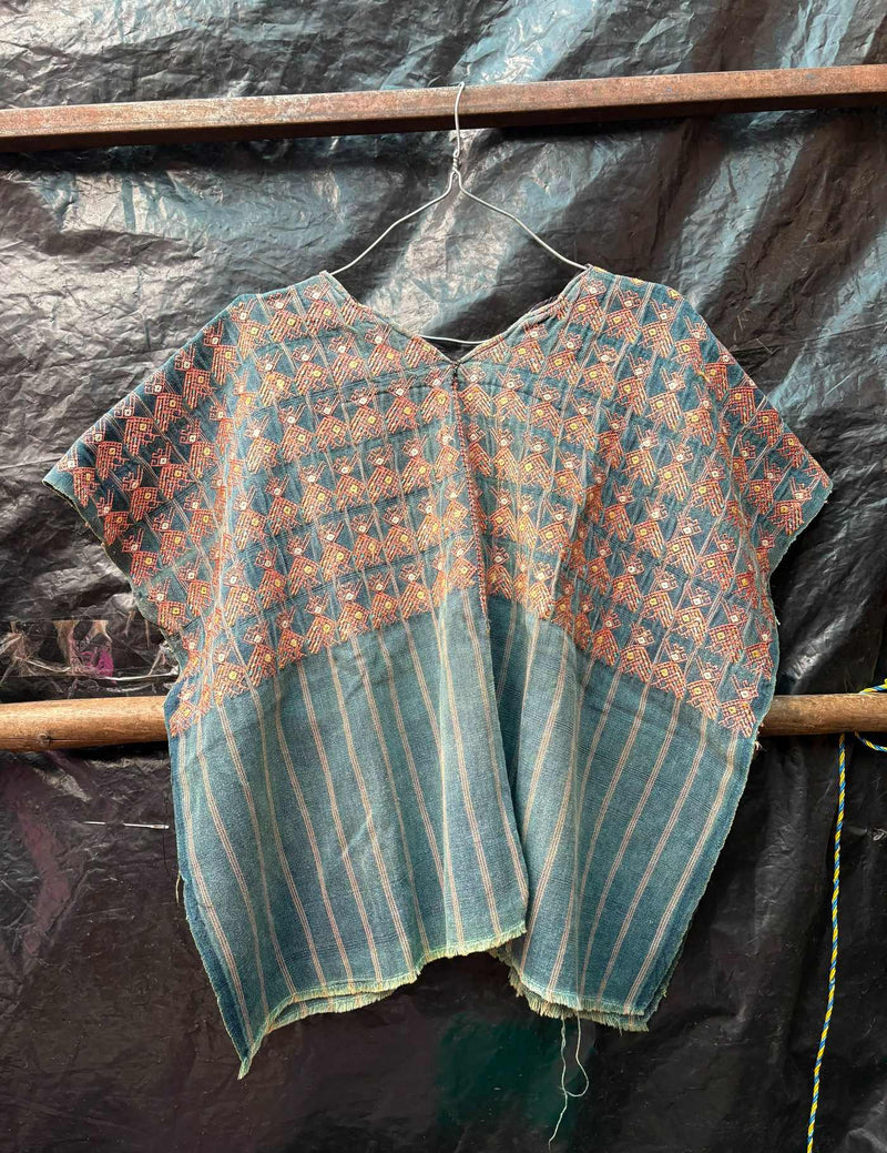Indigo With Chickens Nahuala Huipil #7-250