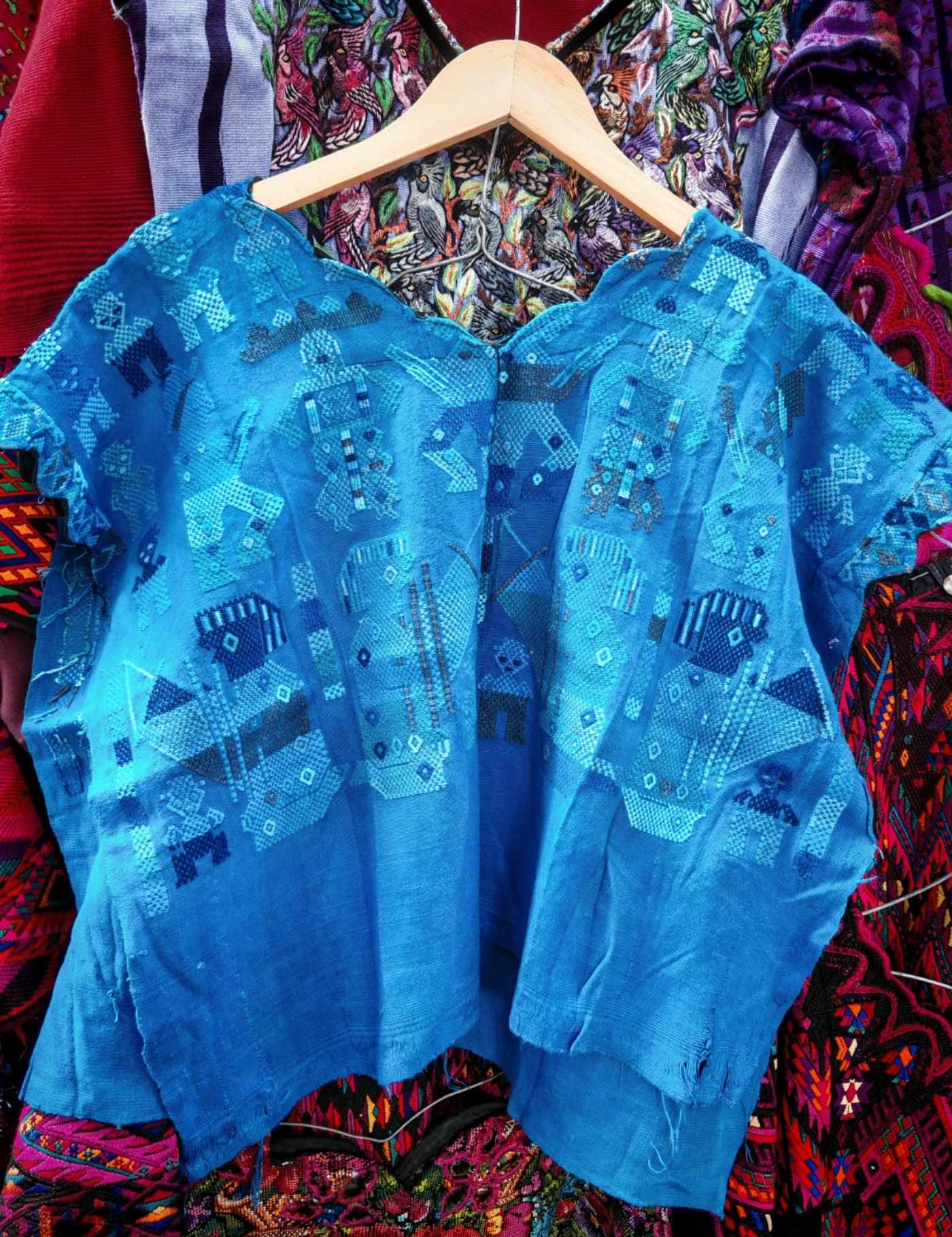 Bright Blue Mayans In Ceremony San Lucas Toliman Huipil #7-267