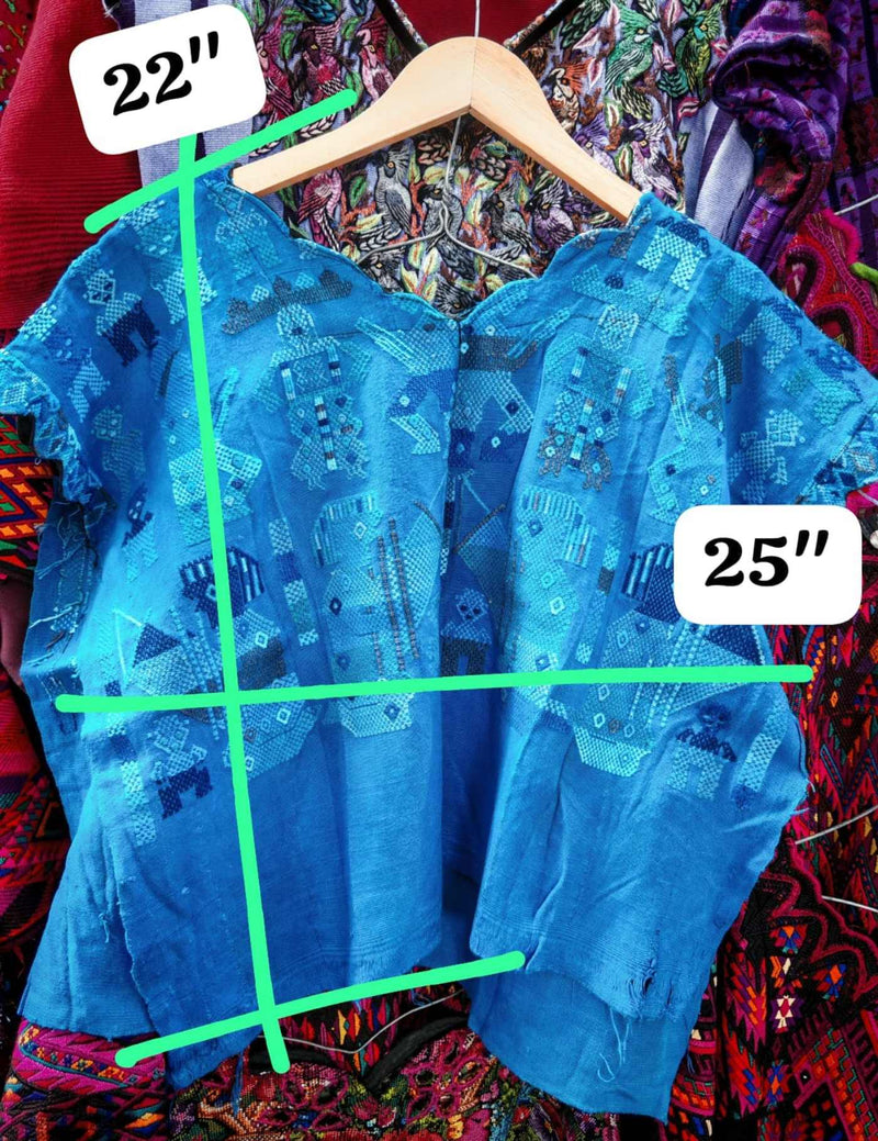 Bright Blue Mayans In Ceremony San Lucas Toliman Huipil #7-267