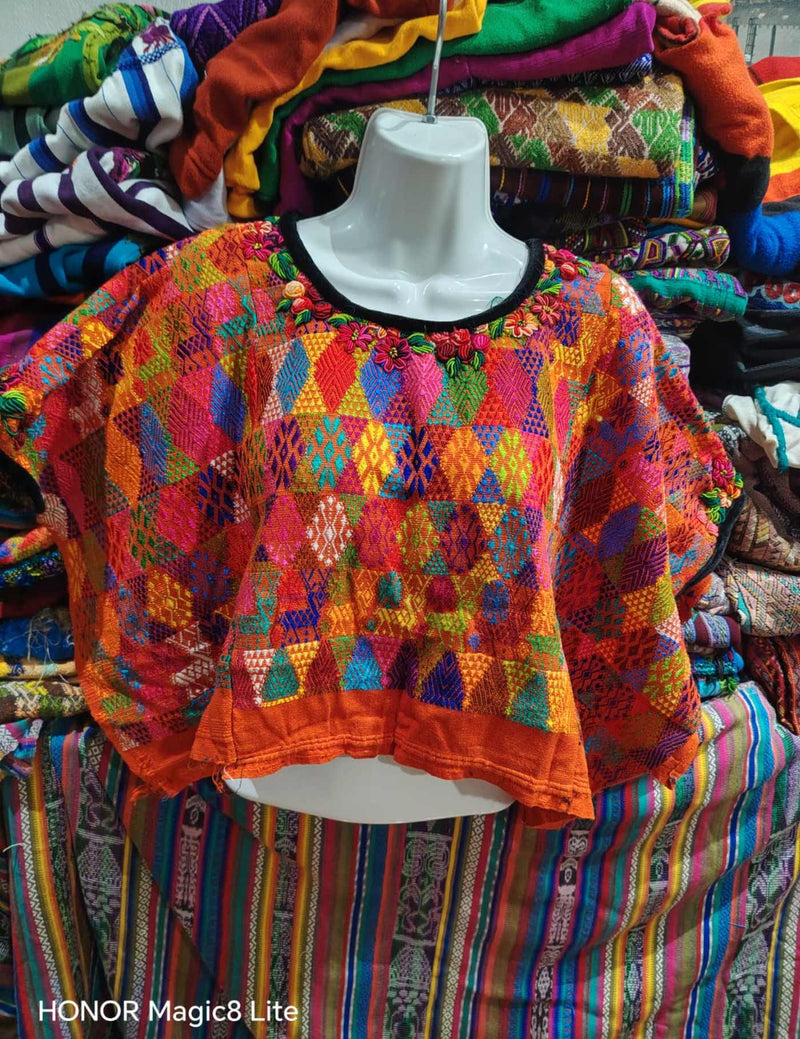 Colourful Orange Coban Huipil #7-279