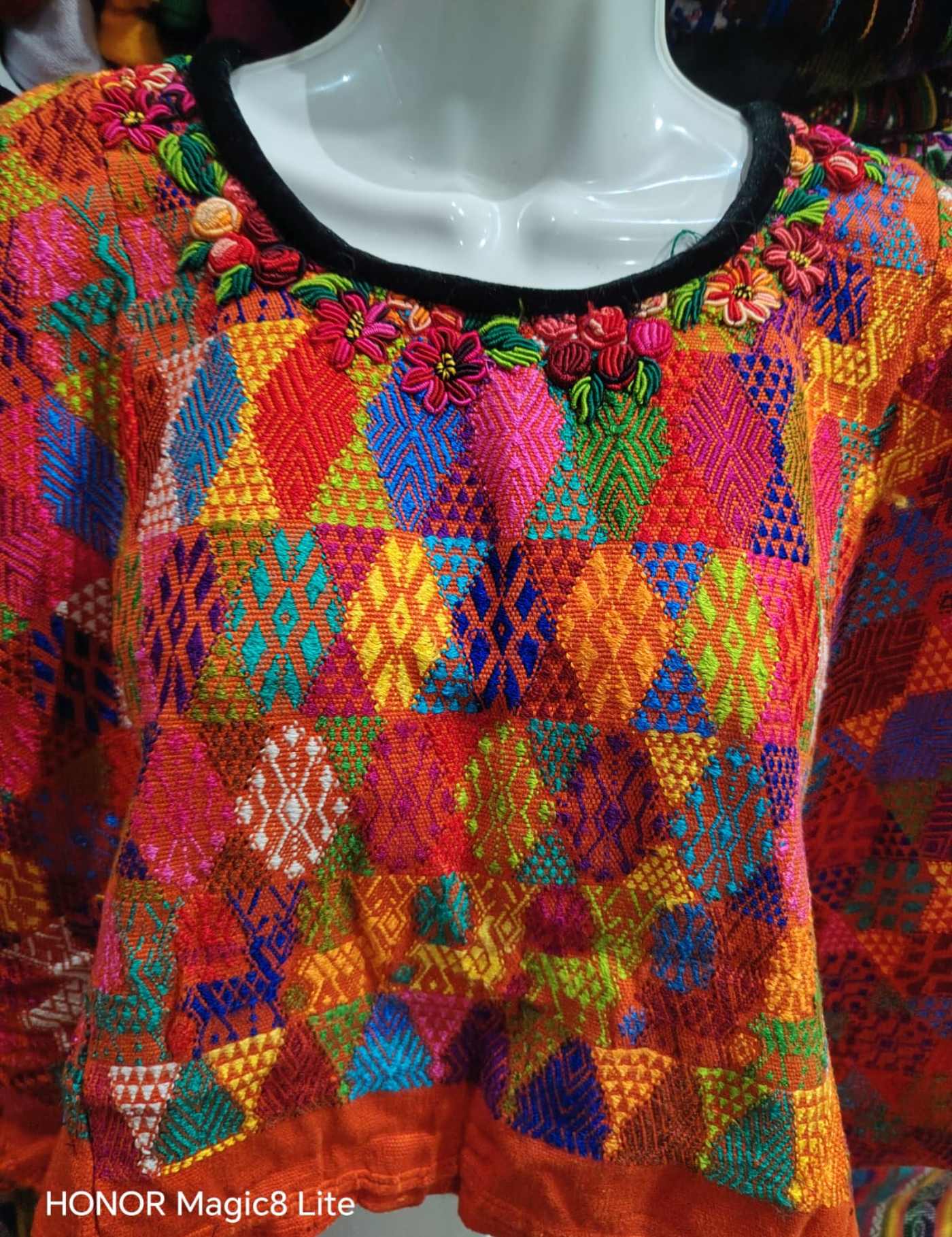 Colourful Orange Coban Huipil #7-279