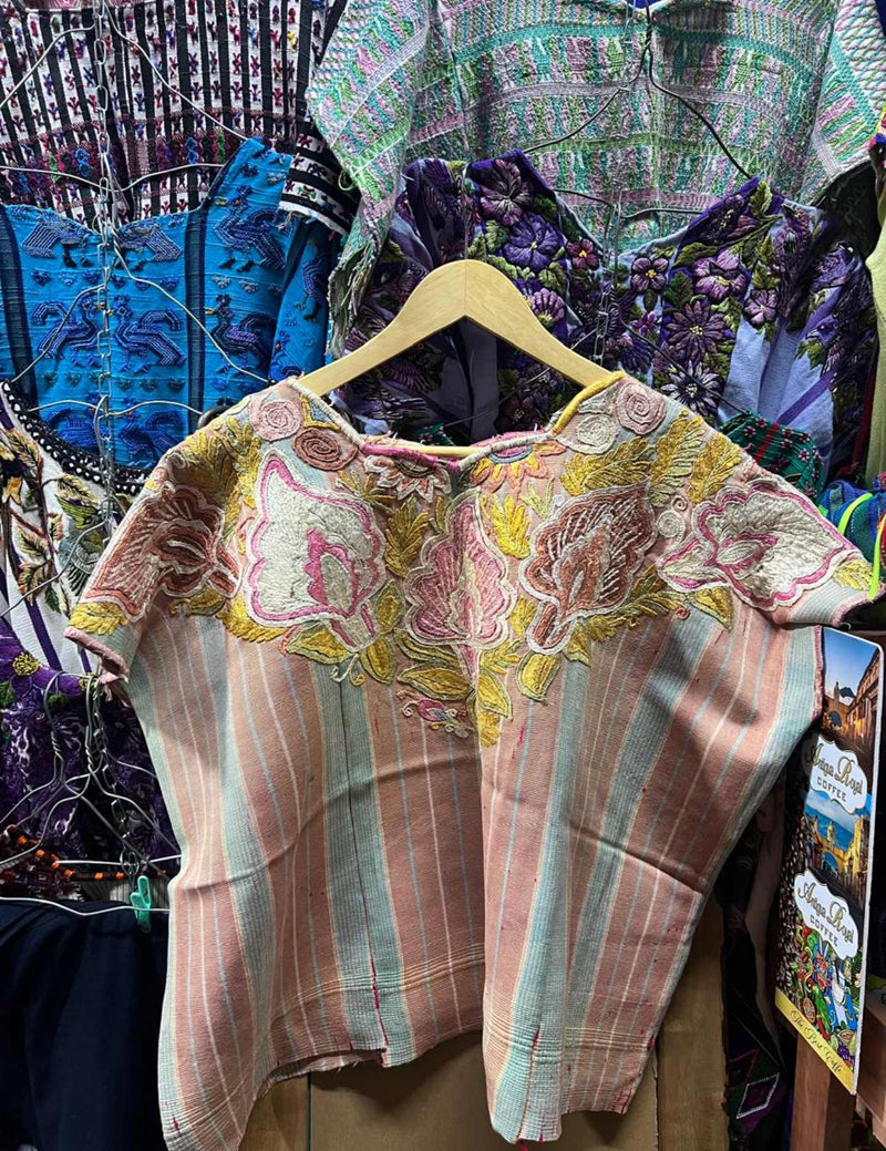 Pale Pink And Blue Chichicastenango Huipil #7-289