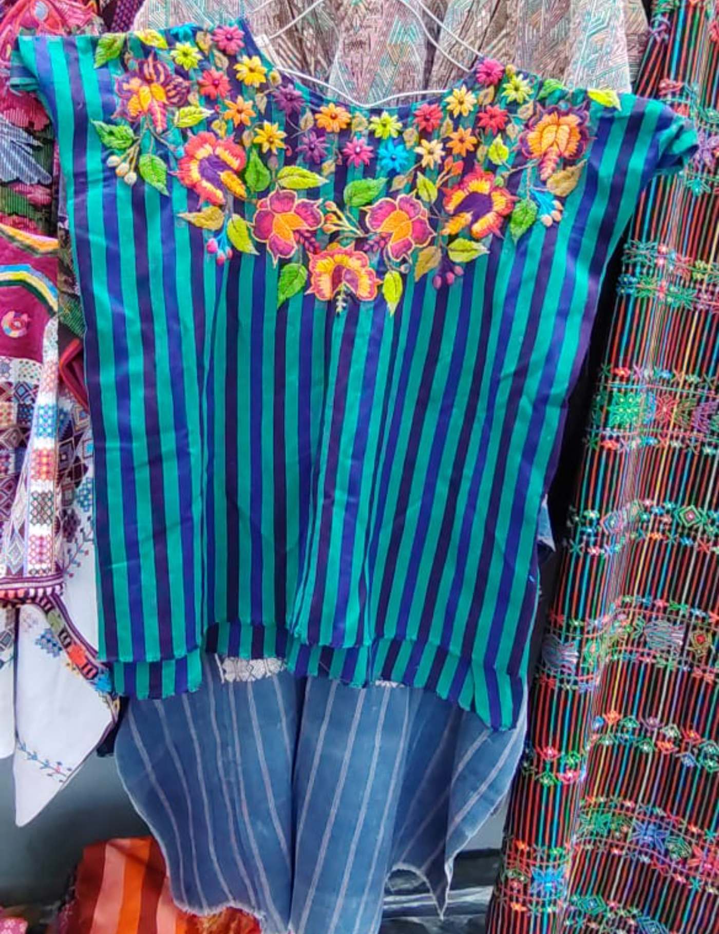 Blue Striped Santiago Huipil #7-299