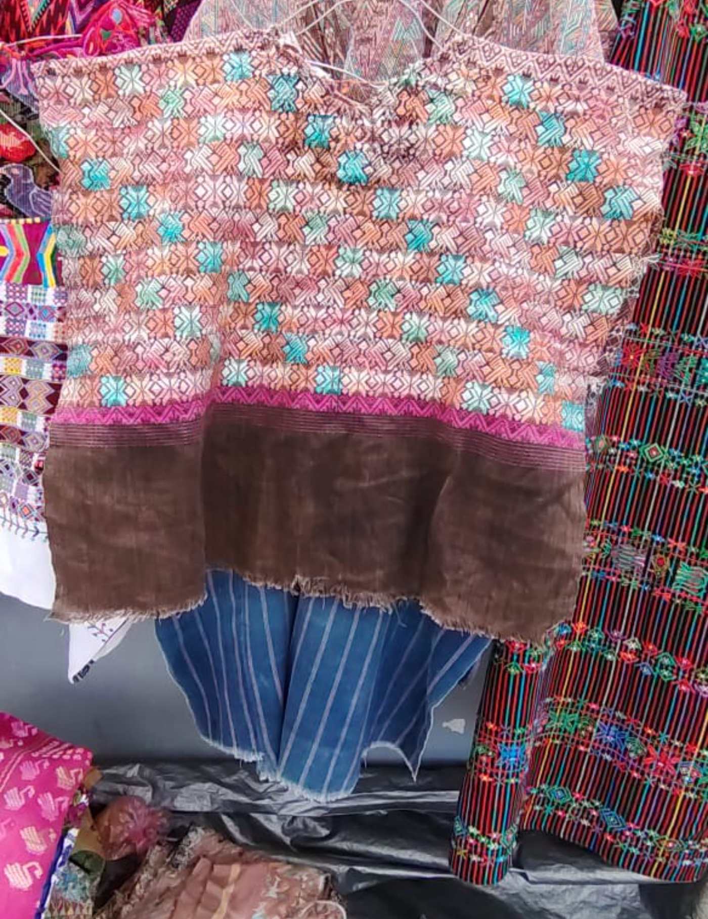 Coral And Turquoise Sacatepequez Huipil #7-313