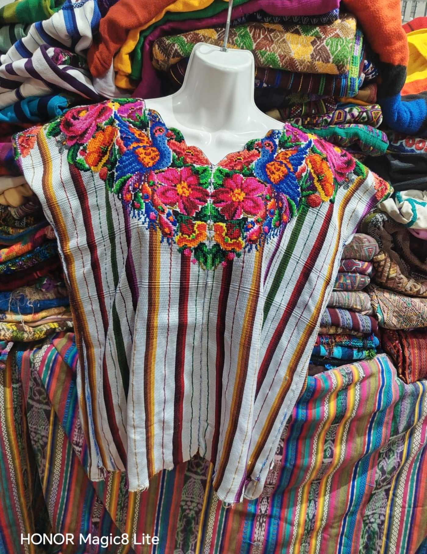 Colourful On White Santiago Huipil #7-320
