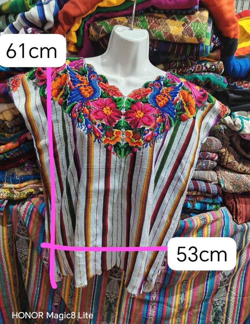 Colourful On White Santiago Huipil #7-320