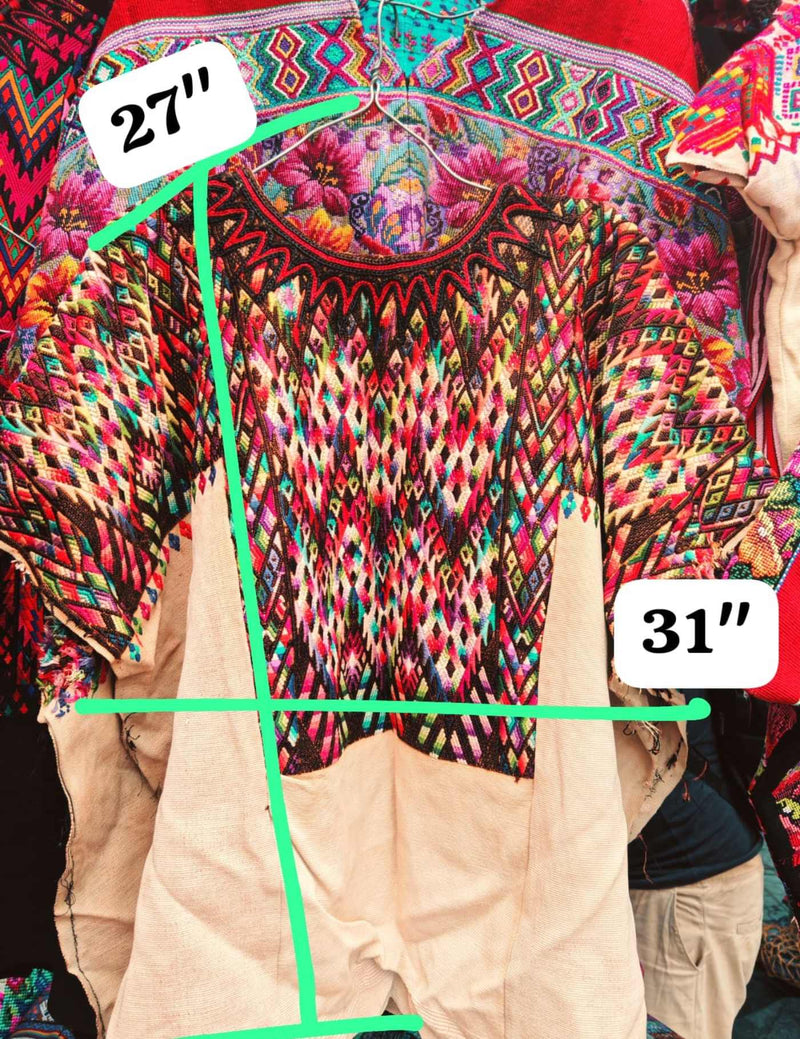 Colourful On Cream Chichicastenango Huipil #7-371