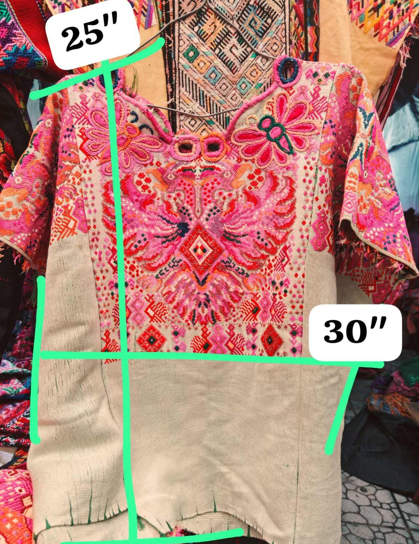 Pink Rising Phoenix Chichicastenango Huipil #7-373