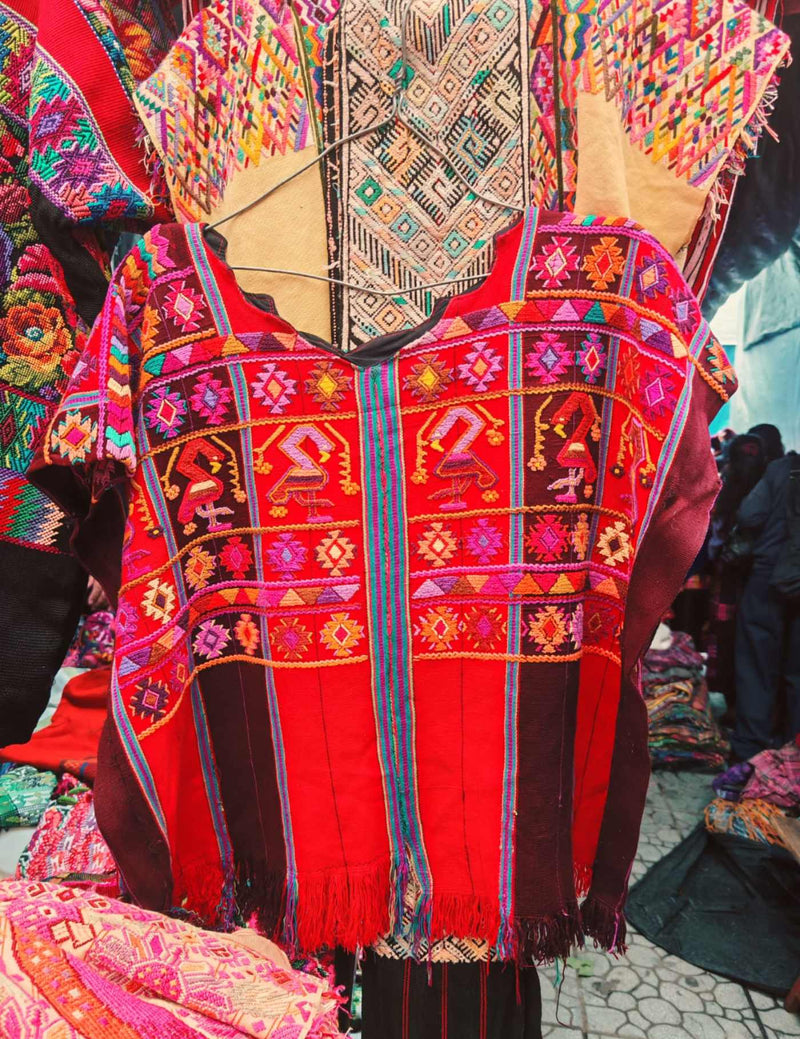 Bright Red San Lucas Tolimán Huipil #7-374