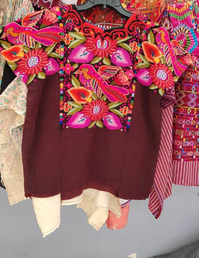 Pink Red And Brown Chichicastenango Huipil #7-378